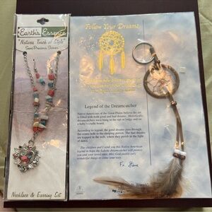 Multi-Color Necklace/Earring Set & Dreamcatcher Keychain *NEW*